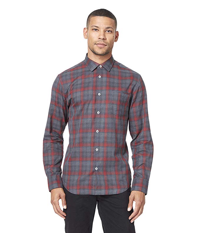 Suncolor8 Mens Plaid Print Casual Long Sleeve Button Up Dress Flannel Checkered Shirt 